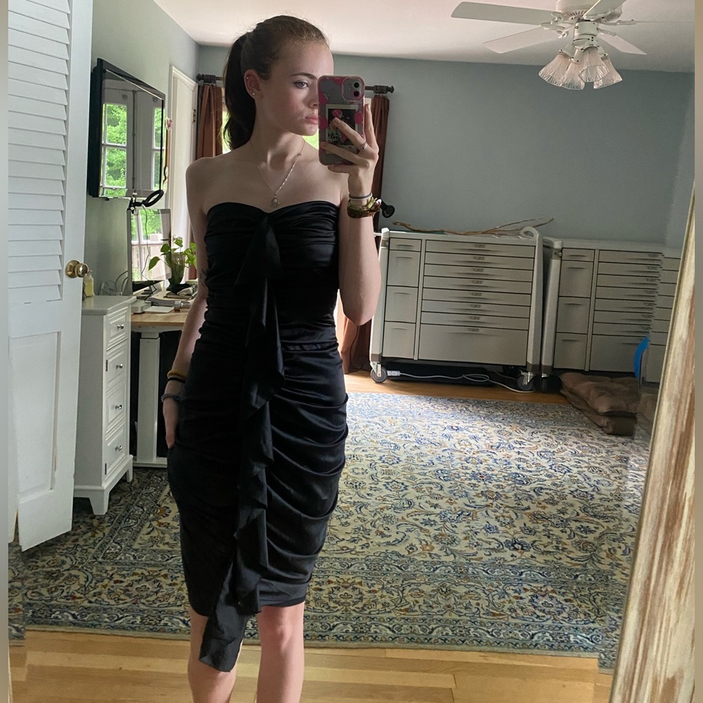 ROI ruffle dress strapless black size XS